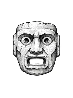 Black and grey dotwork aztec tattoo design