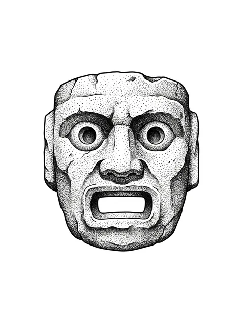 Black and grey dotwork aztec tattoo design