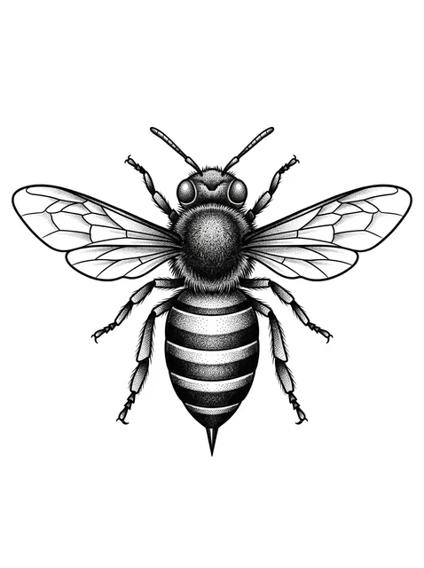 Black and white dotwork bee tattoo design