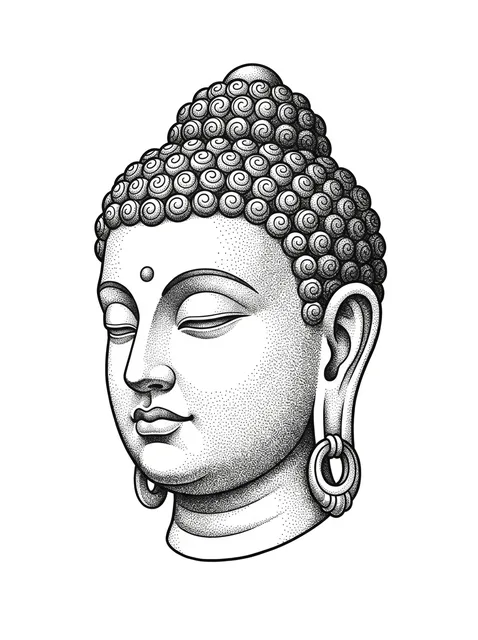 Black and grey dotwork buddha tattoo design