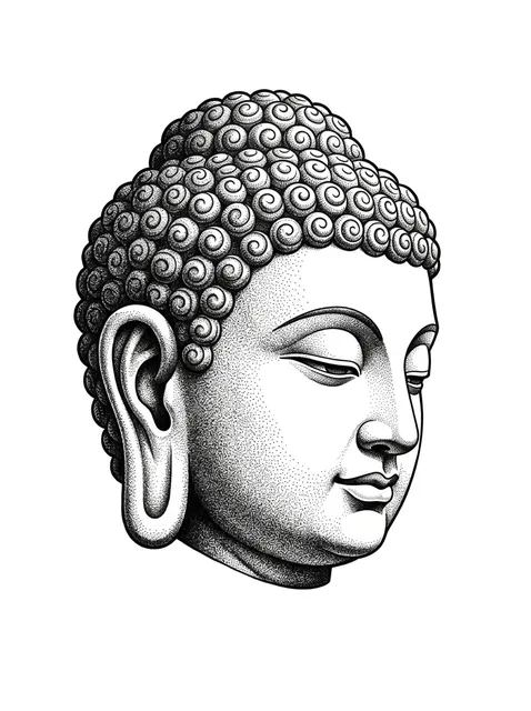 Black and grey dotwork buddha tattoo design