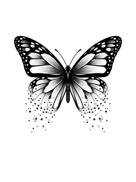 Black and grey dotwork butterfly tattoo design