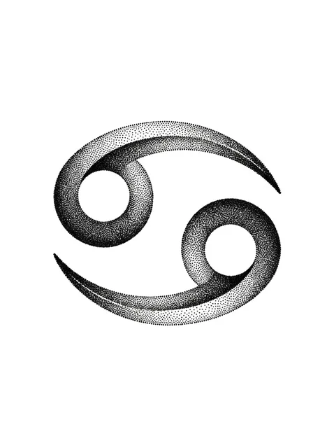 Black and grey dotwork cancer sign tattoo design