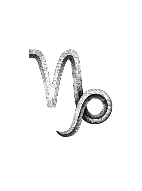 Black and grey dotwork capricorn tattoo design