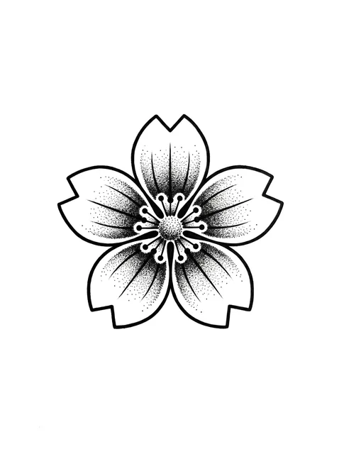 dotwork Cherry Blossom tattoo design, black and grey