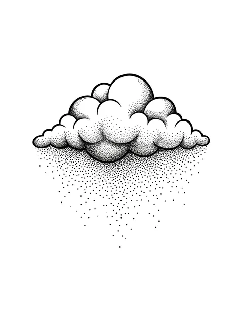 Black and grey dotwork cloud tattoo design