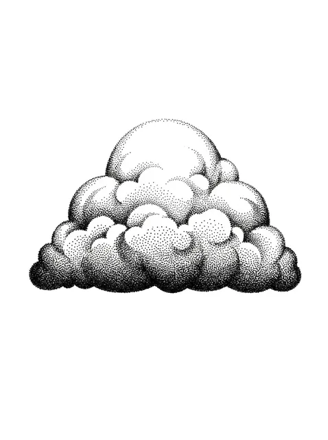 Black and grey dotwork cloud tattoo design