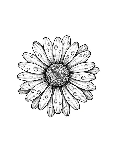Black and grey dotwork daisy and flower tattoo design
