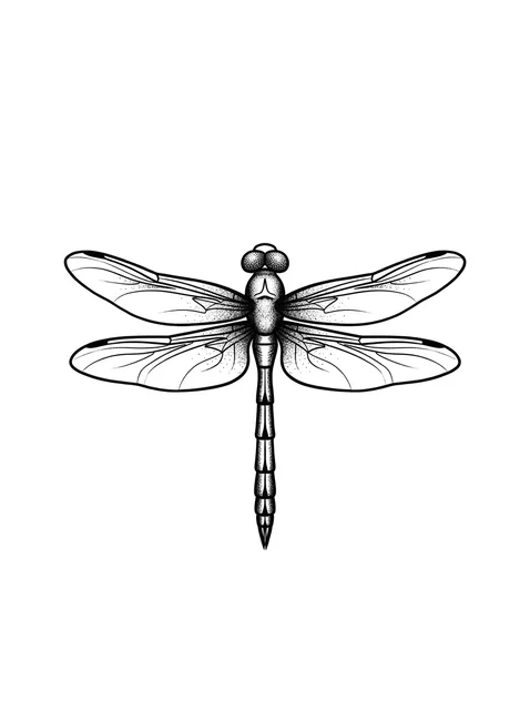 dotwork Dragonfly tattoo design, black and grey