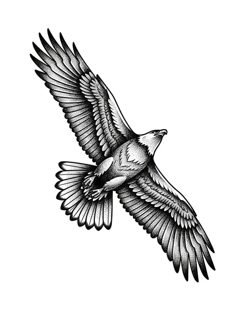 Black and grey dotwork eagle tattoo design