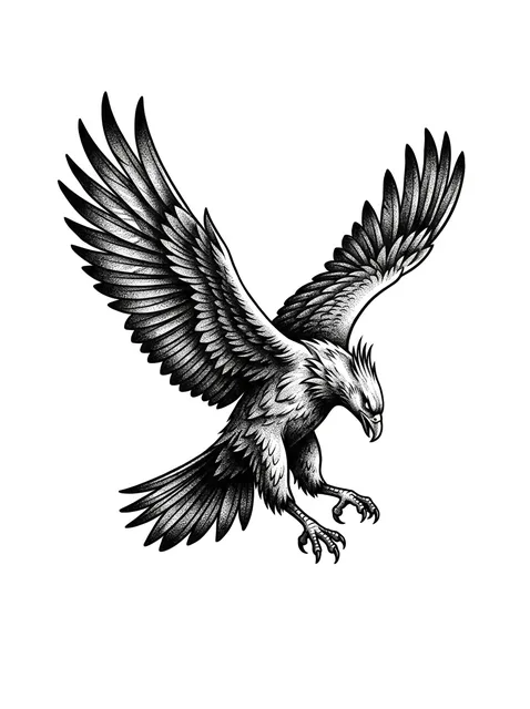 Black and grey dotwork eagle tattoo design