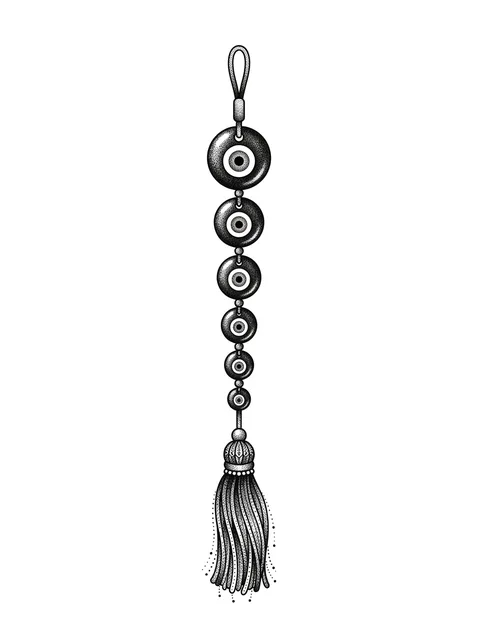 Black and grey dotwork evil eye tattoo design