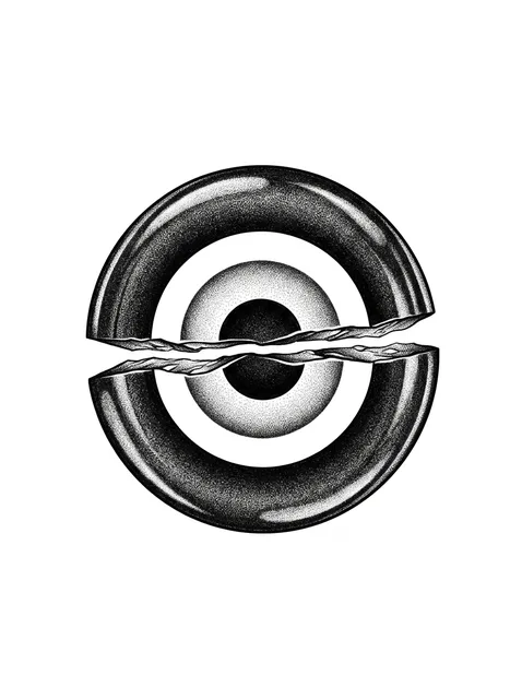 Black and grey dotwork abstract and eye tattoo design