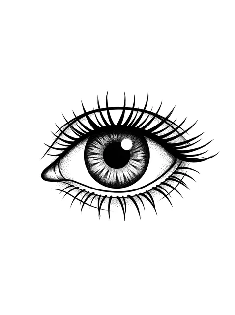 Black and grey dotwork eye tattoo design: a human eye