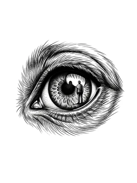 dotwork Eye tattoo design, black and grey