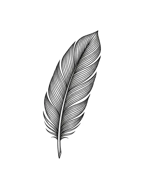Black and grey dotwork feather tattoo design