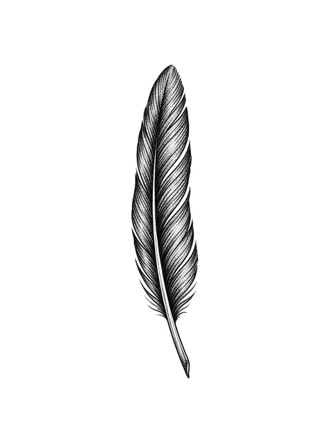 Black and grey dotwork feather tattoo design