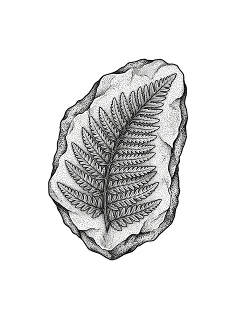 Black and grey dotwork fern tattoo design