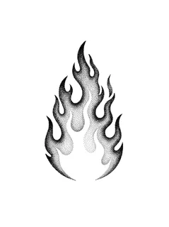 Black and grey dotwork fire tattoo design