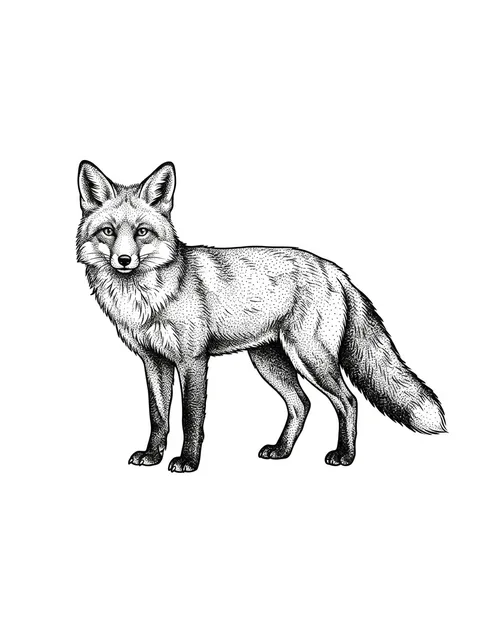 Black and grey dotwork fox tattoo design