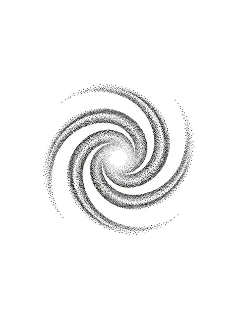 Black and grey dotwork galaxy tattoo design