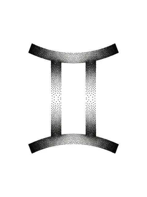 Black and grey dotwork gemini tattoo design