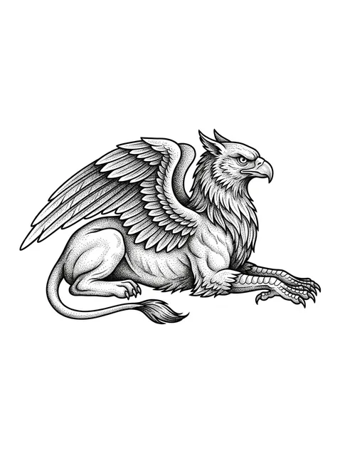 Black and grey dotwork griffin tattoo design