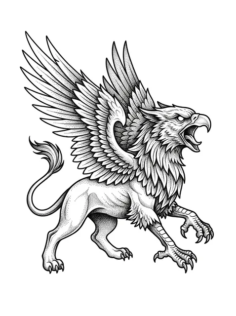 Black and grey dotwork griffin tattoo design