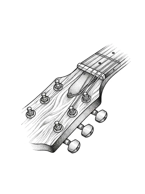 Black and grey dotwork guitar tattoo design