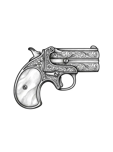 Black and grey dotwork gun tattoo design