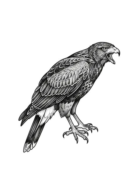 Black and grey dotwork hawk tattoo design