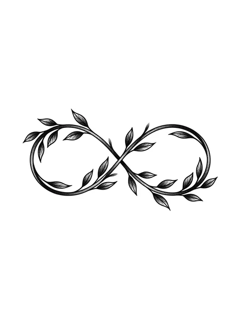 Black and grey dotwork vine and infinity tattoo design