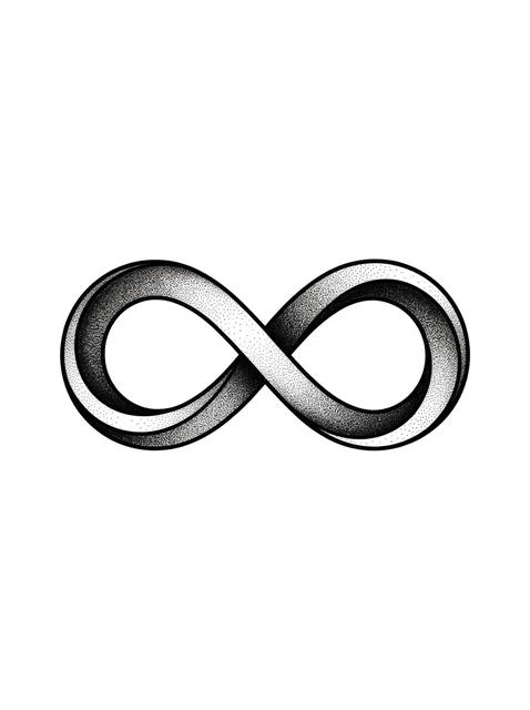 Black and grey dotwork infinity tattoo design