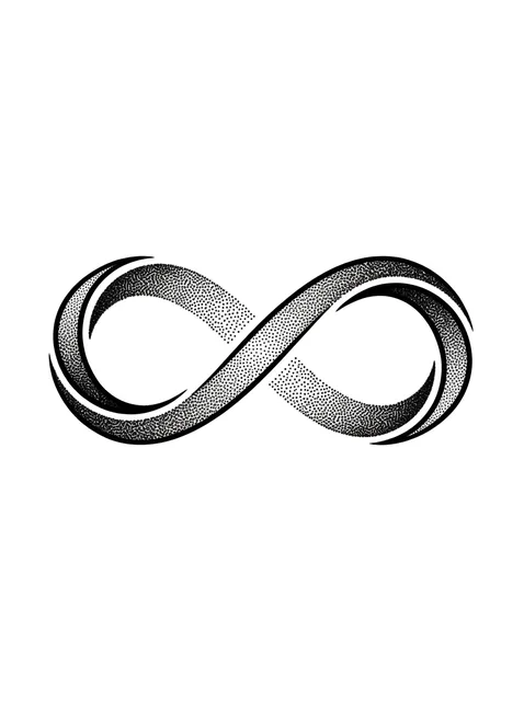 Black and grey dotwork infinity tattoo design