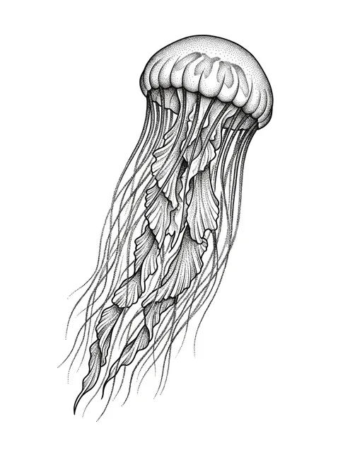 Black and grey dotwork jellyfish tattoo design