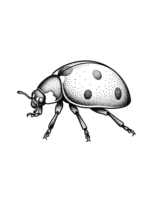 Black and grey dotwork ladybug tattoo design