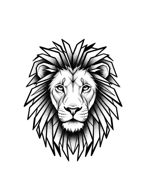 Black and grey dotwork lion tattoo design