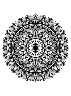 Black and white dotwork mandala tattoo design