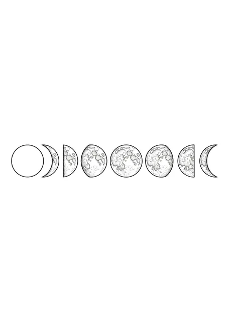 Black and grey dotwork moon tattoo design: the moon in a linear arrangement