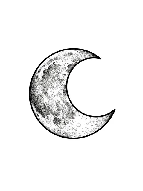 Black and grey dotwork moon tattoo design