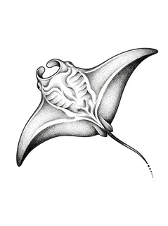 Black and grey dotwork ocean tattoo design