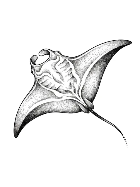 Black and grey dotwork ocean tattoo design