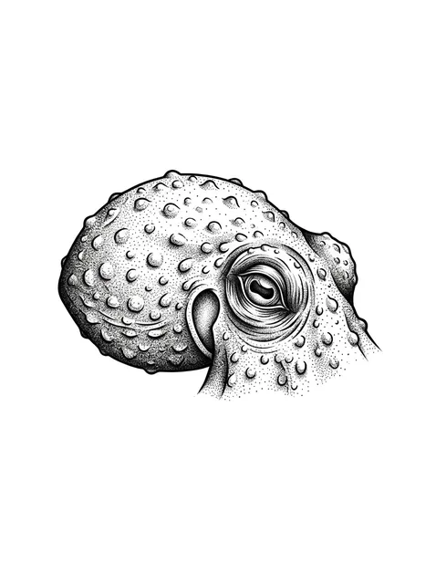 Black and grey dotwork octopus tattoo design: an octopus head