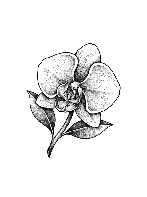 Black and grey dotwork orchid tattoo design