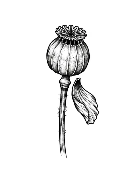 Black and grey dotwork poppy tattoo design