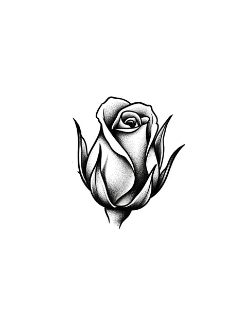 Black and grey dotwork flower and rose tattoo design