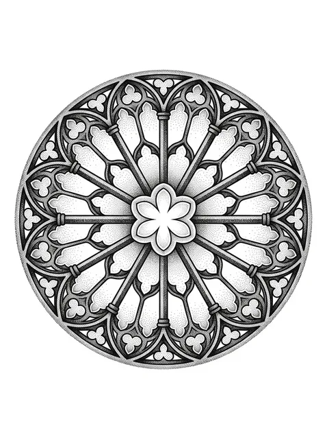 Black and grey dotwork rose window tattoo design