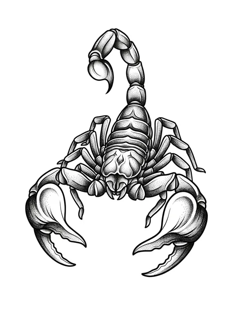 Black and grey dotwork scorpion tattoo design
