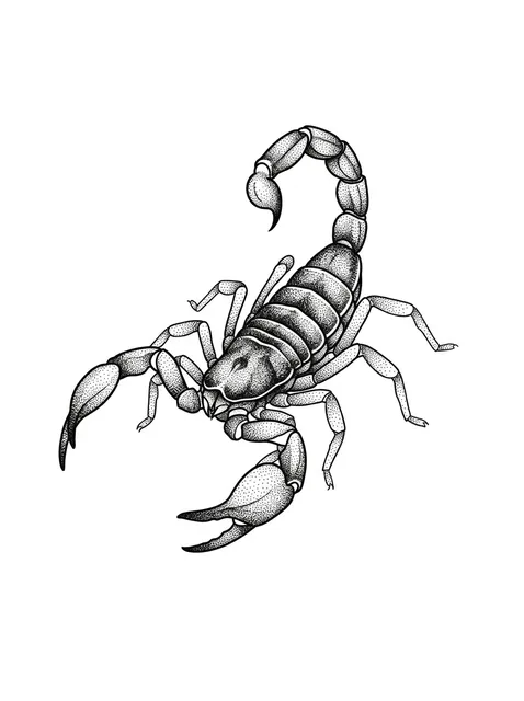 Black and grey dotwork scorpion tattoo design