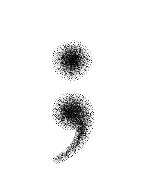 Black and grey dotwork semicolon tattoo design